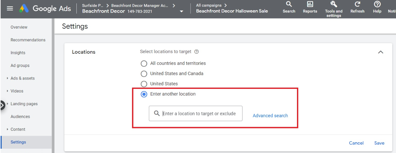 Google Ads-da geotargetingni sozlash